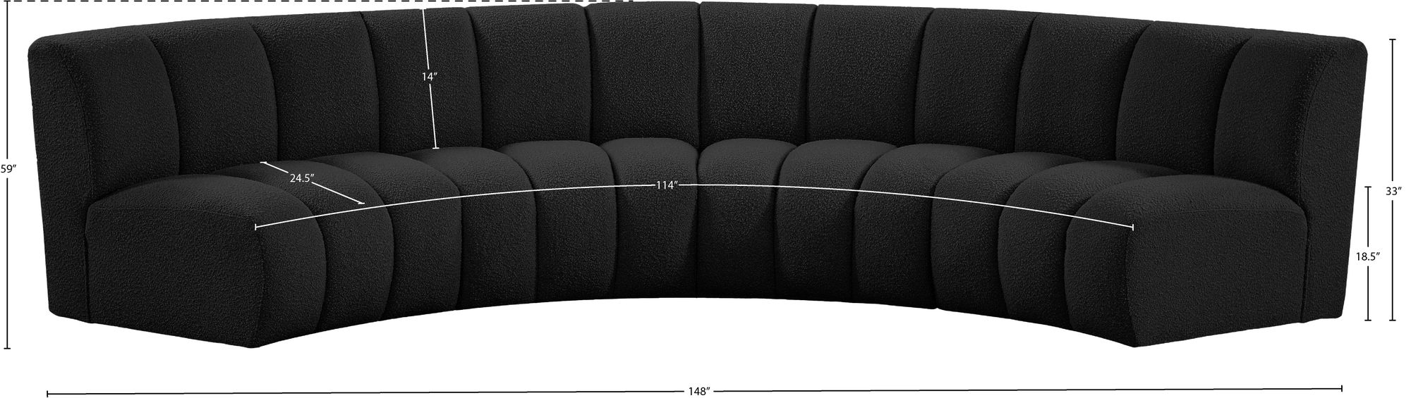 Infinity 148" 4-Piece Boucle Fabric Sectional