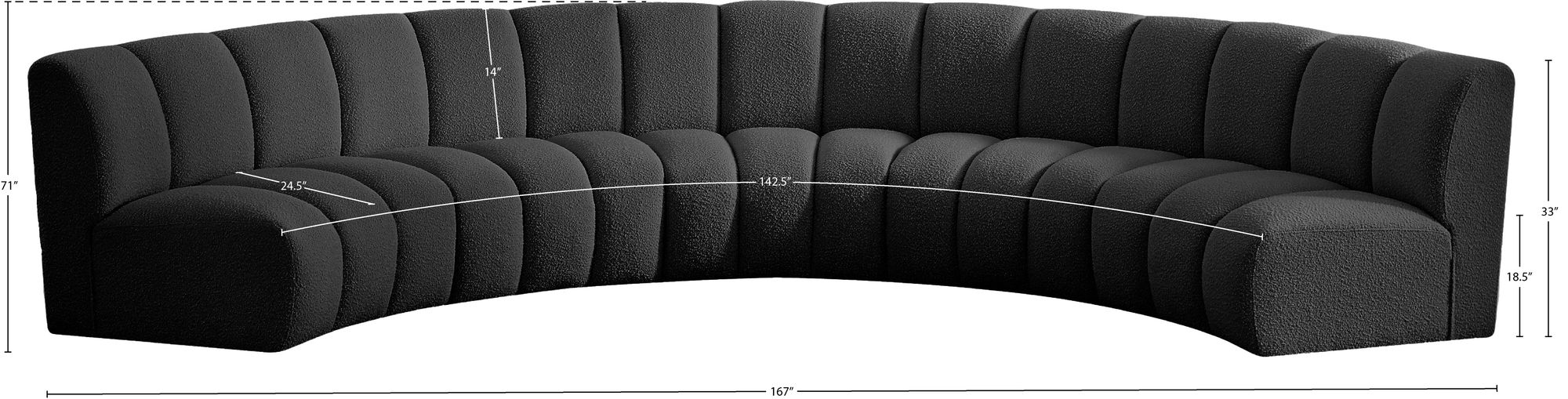 Infinity 167" 5-Piece Boucle Fabric Sectional Sofa