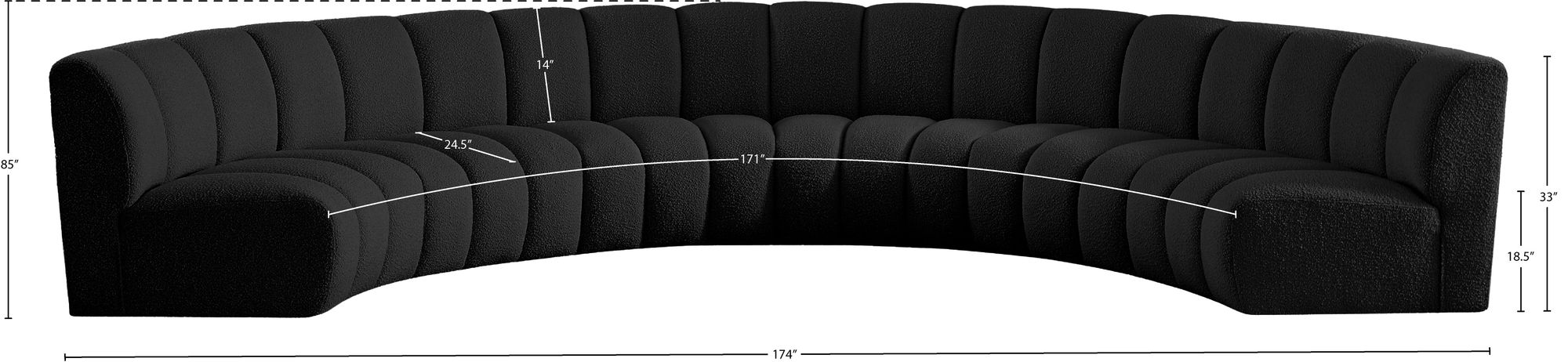 Infinity 174" 6-Piece Boucle Fabric Sectional Sofa