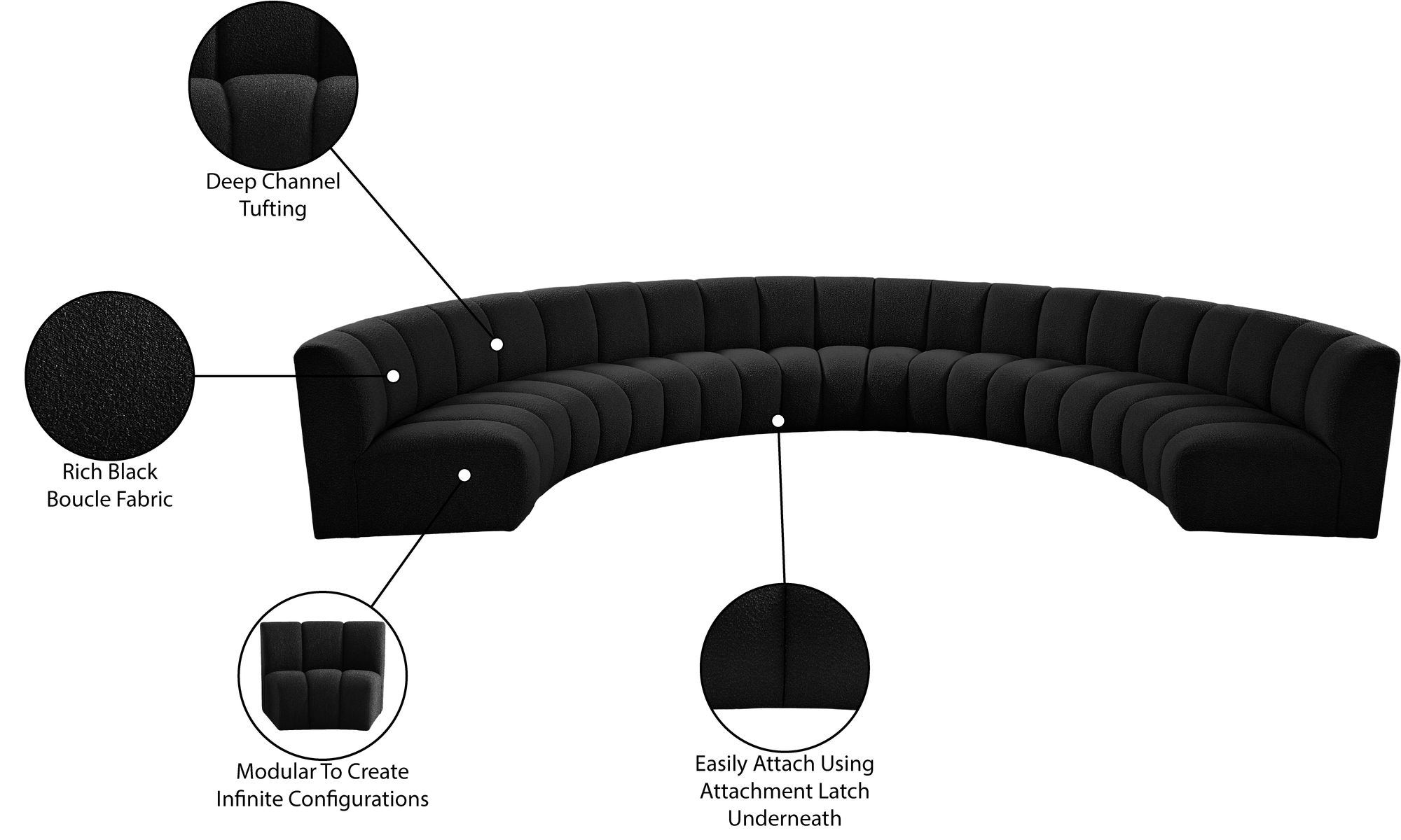 Infinity 183" 7-Piece Boucle Fabric Sectional