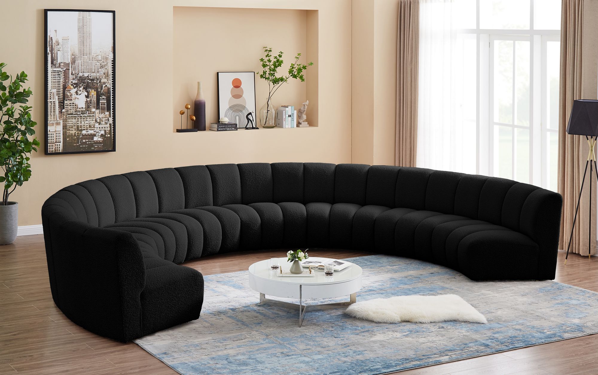 Infinity 183" 8-Piece Boucle Fabric Sectional