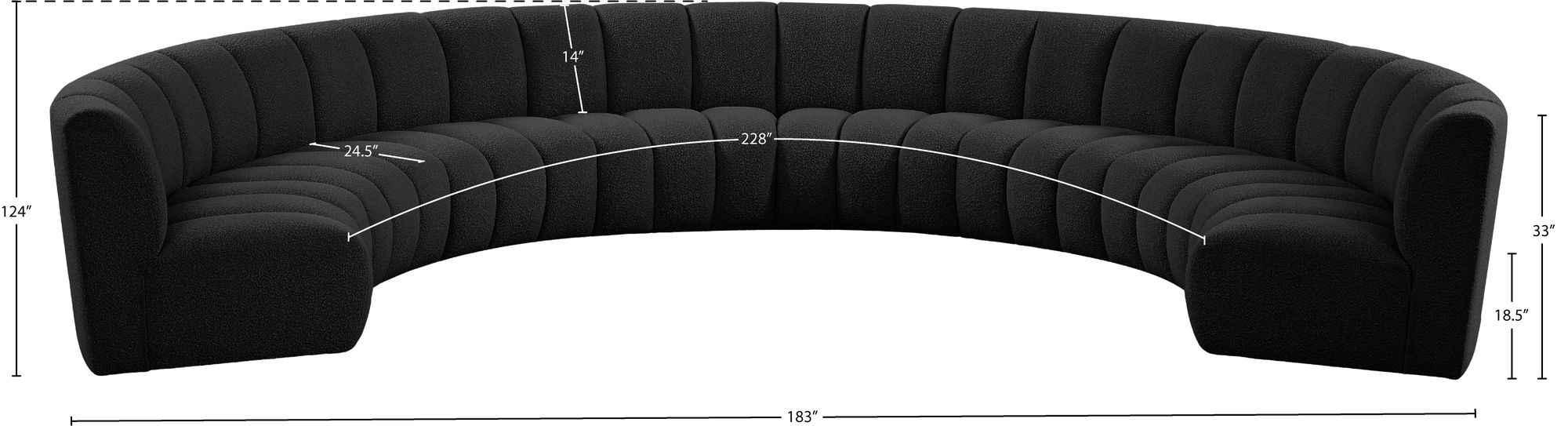 Infinity 183" 8-Piece Boucle Fabric Sectional