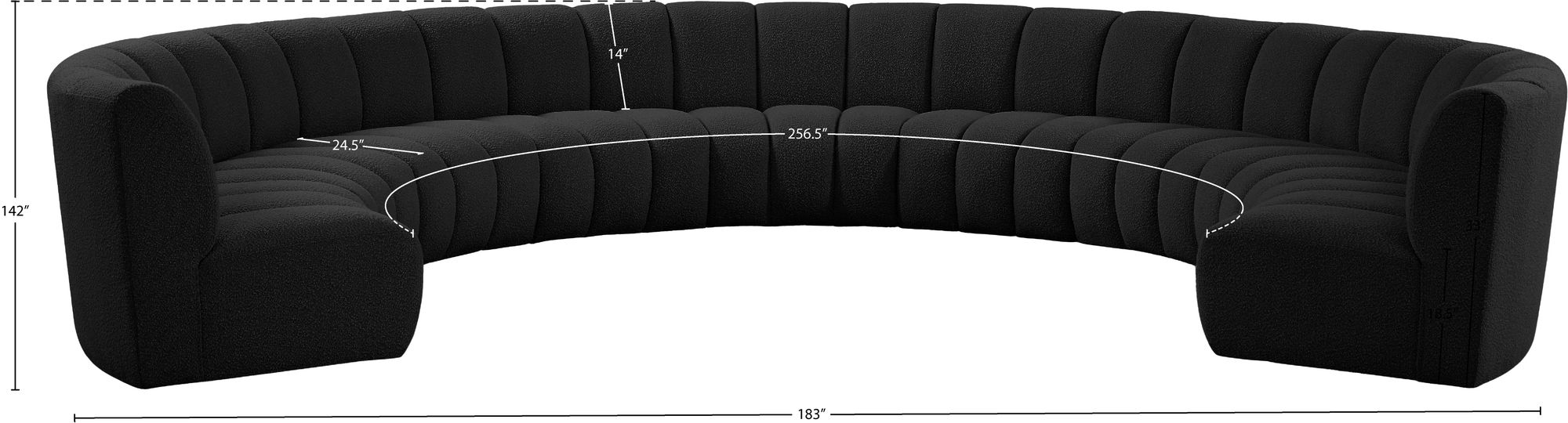 Infinity 183" 9-Piece Boucle Fabric Sectional
