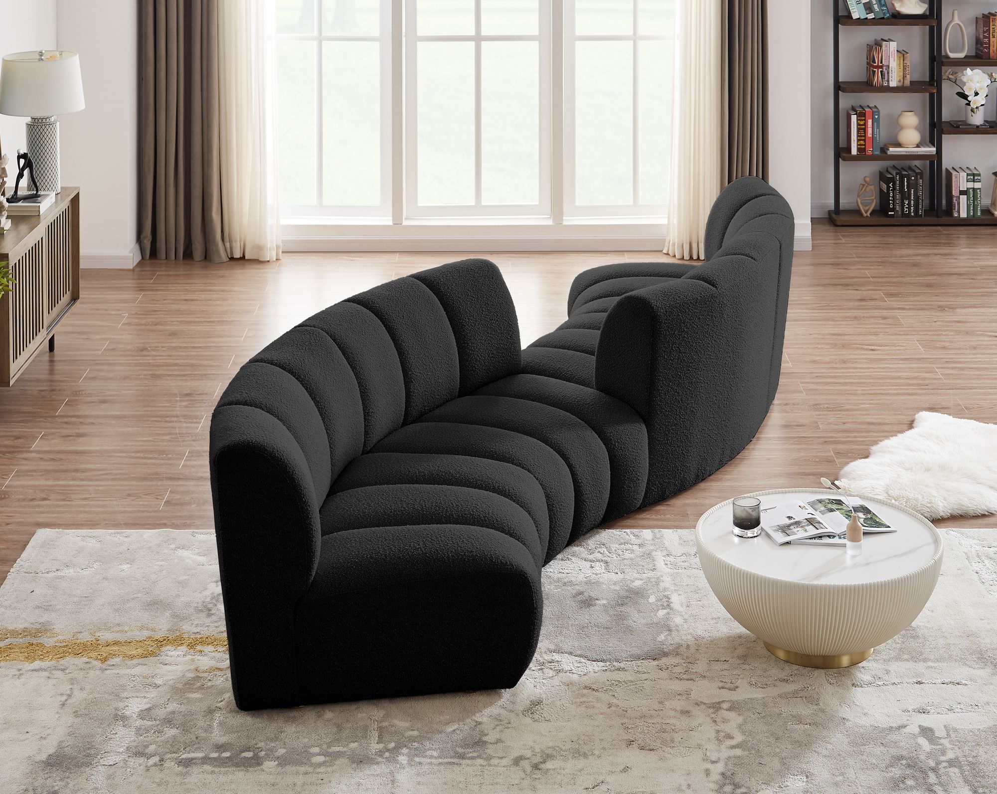 Infinity 154" 4-Piece Boucle Fabric Sectional