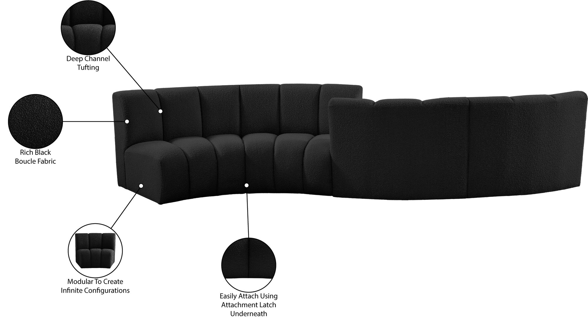Infinity 154" 4-Piece Boucle Fabric Sectional