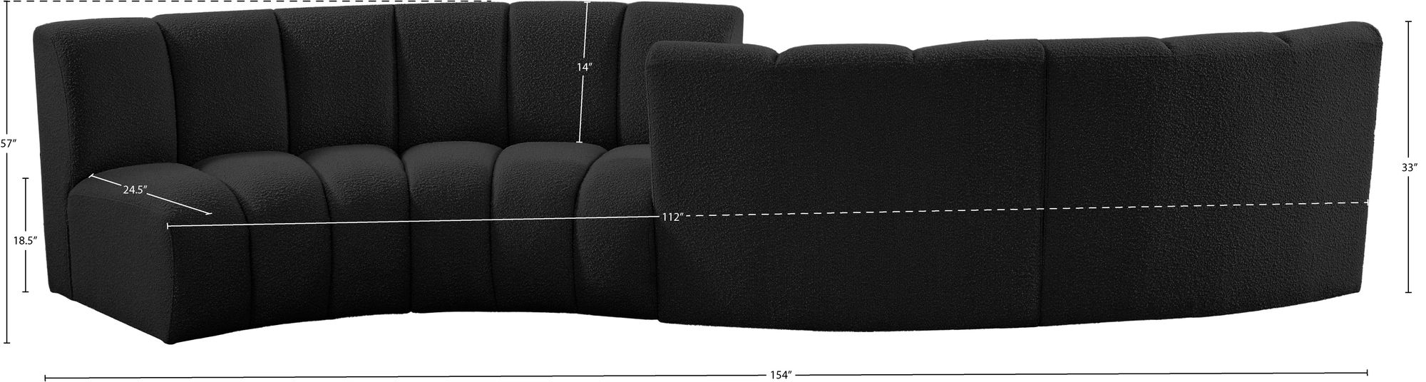 Infinity 154" 4-Piece Boucle Fabric Sectional