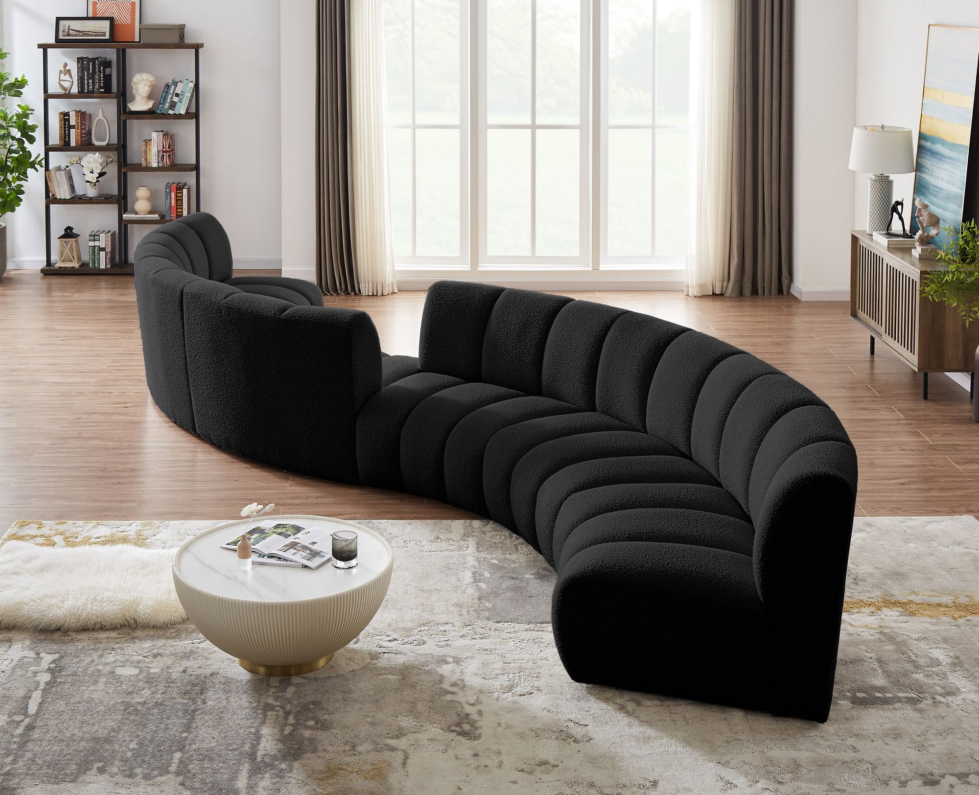 Infinity 217" 6-Piece Boucle Fabric Sectional Sofa