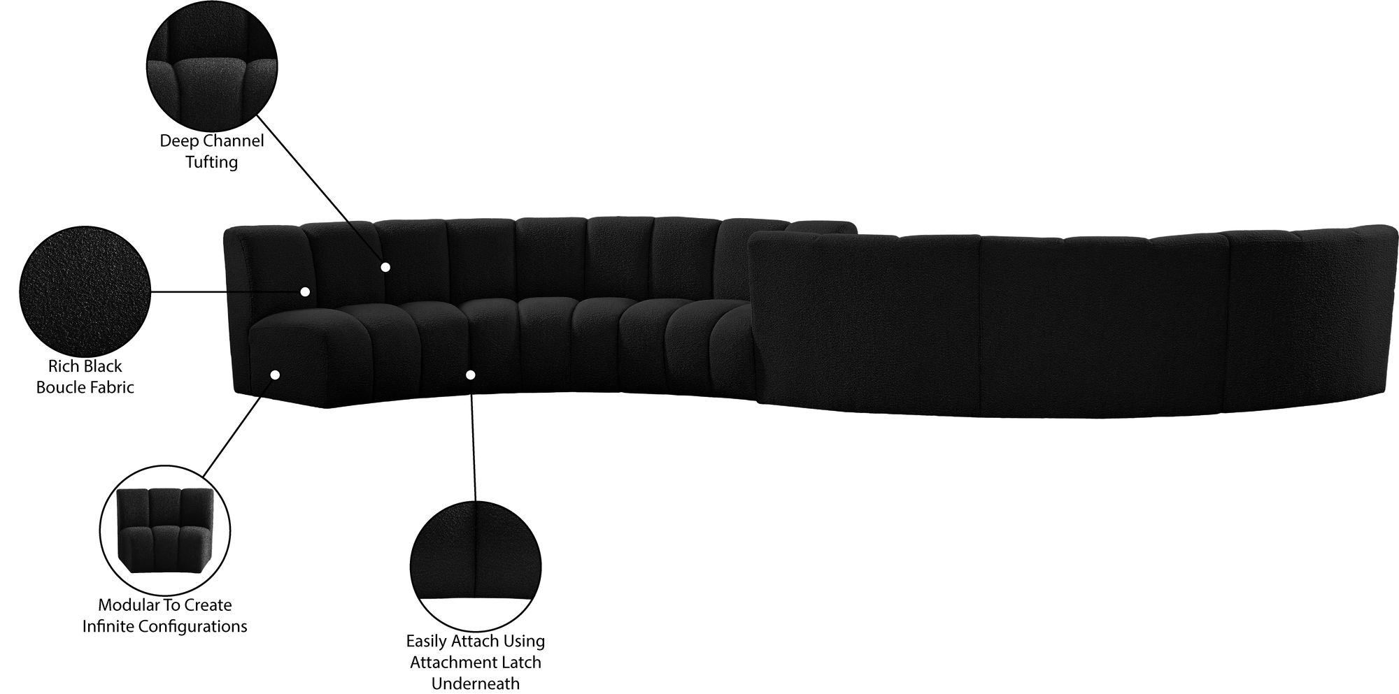 Infinity 217" 6-Piece Boucle Fabric Sectional Sofa