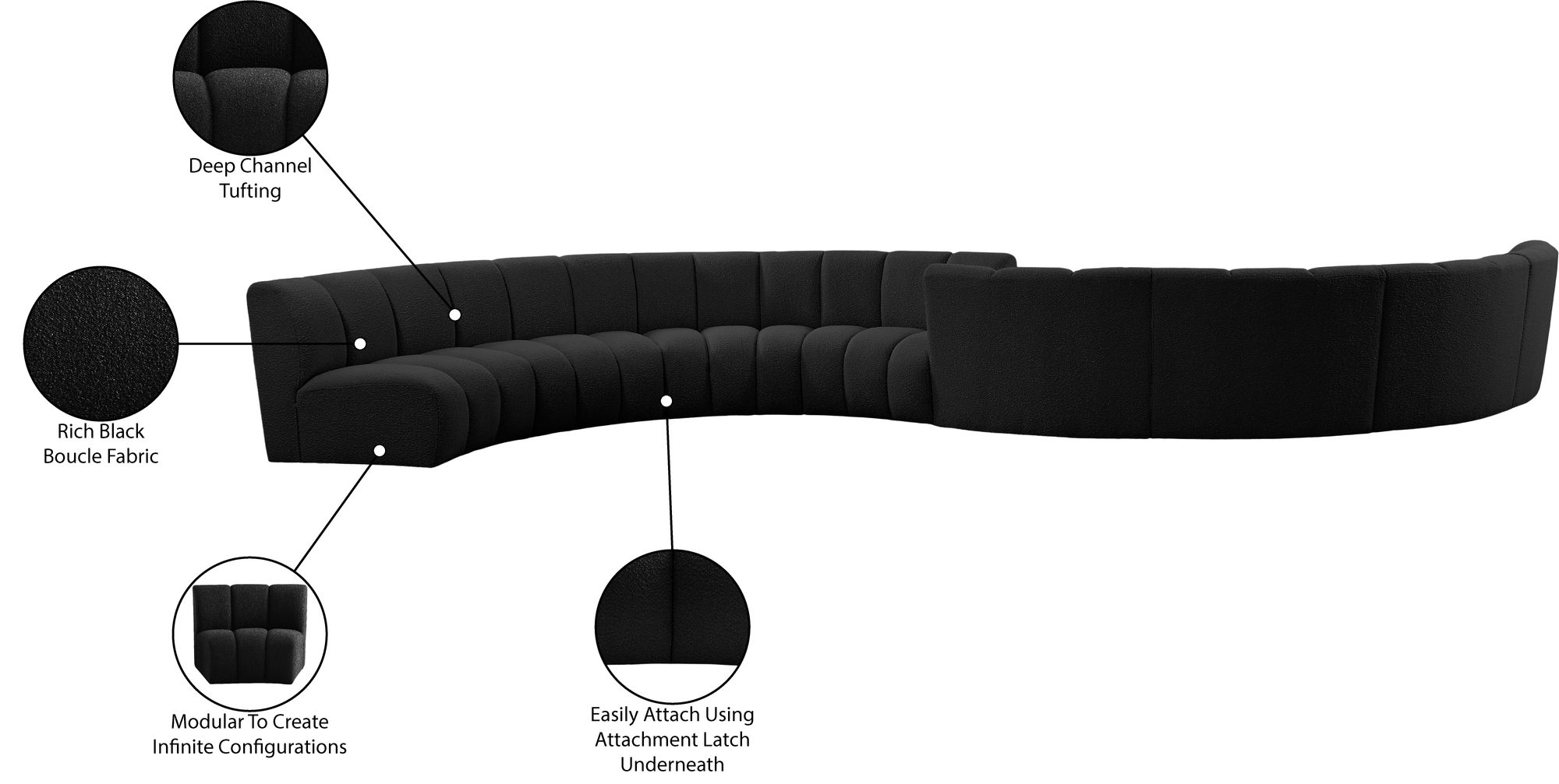 Infinity 268" 8-Piece Boucle Fabric Sectional
