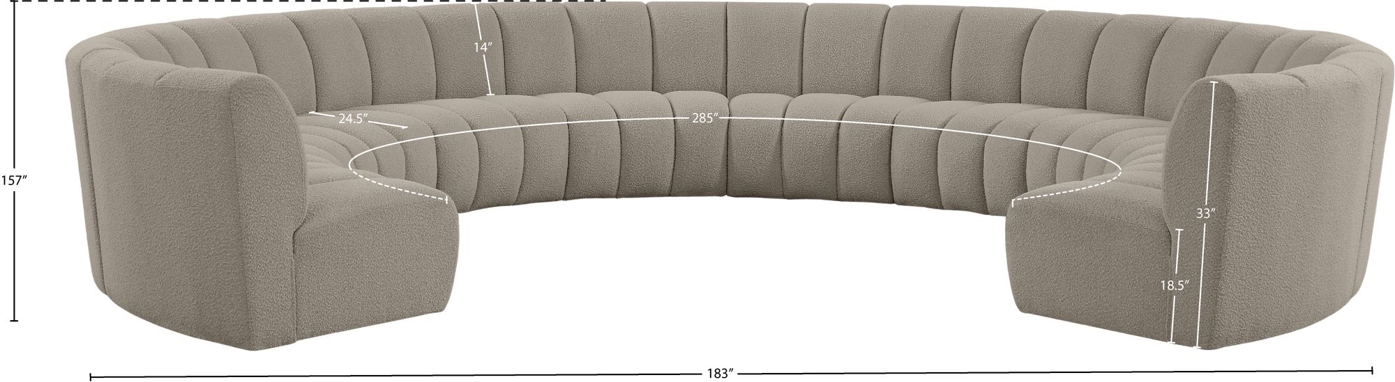 Infinity 183" 10-Piece Boucle Fabric Sectional Sofa