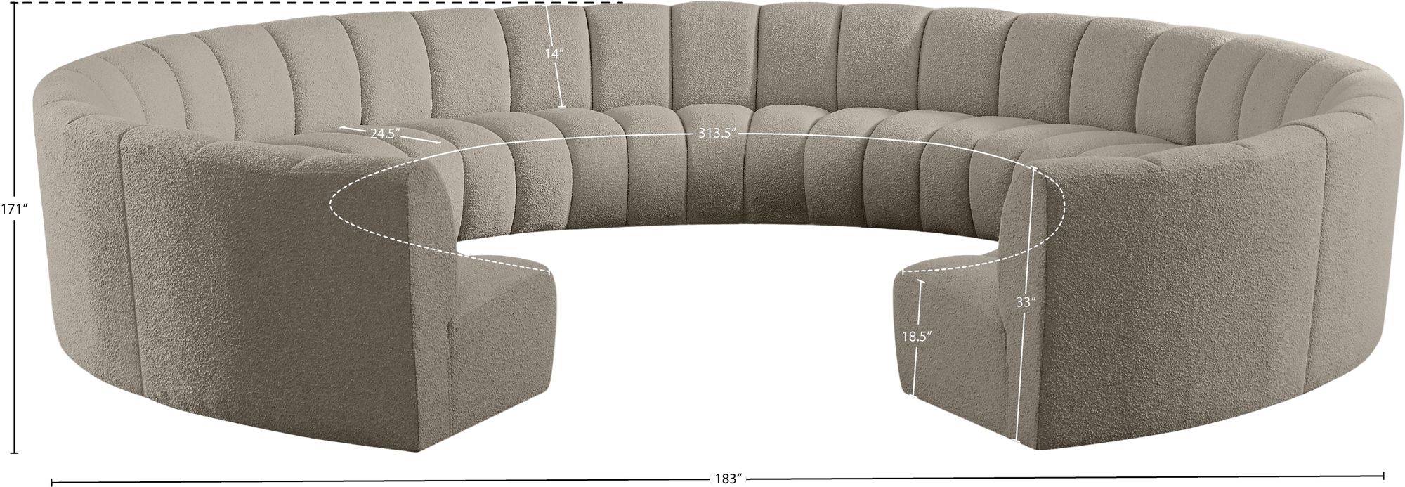 Infinity 183" 11-Piece Boucle Fabric Sectional