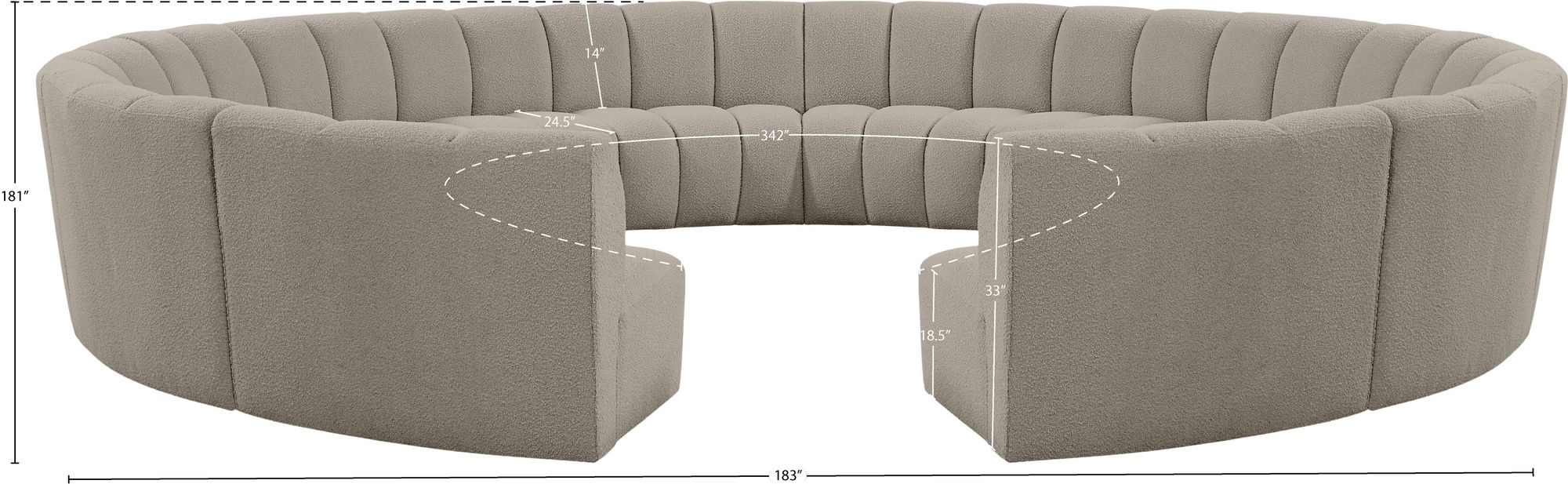 Infinity 183" 12-Piece Boucle Fabric Sectional