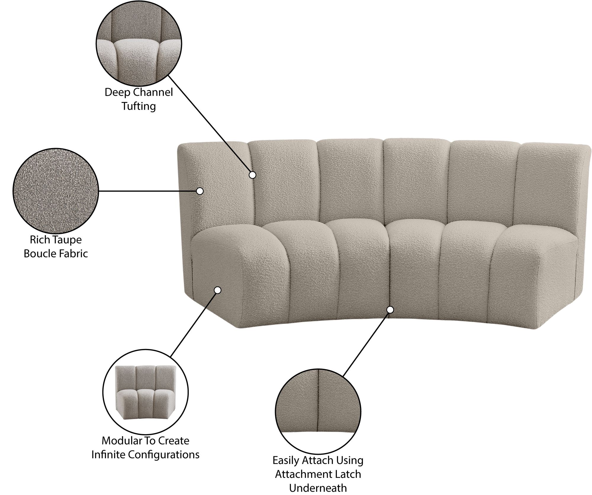 Infinity Boucle Fabric Loveseat