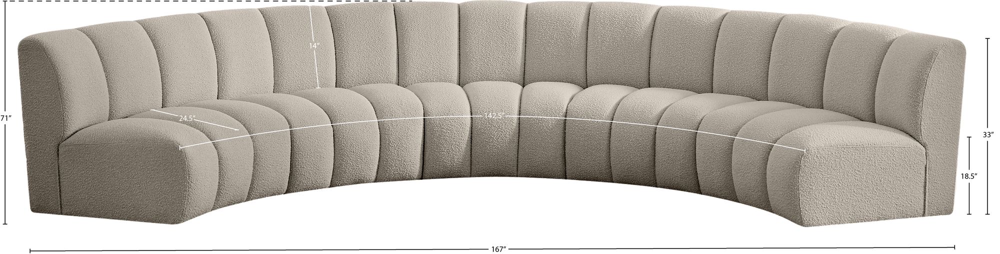 Infinity 167" 5-Piece Boucle Fabric Sectional