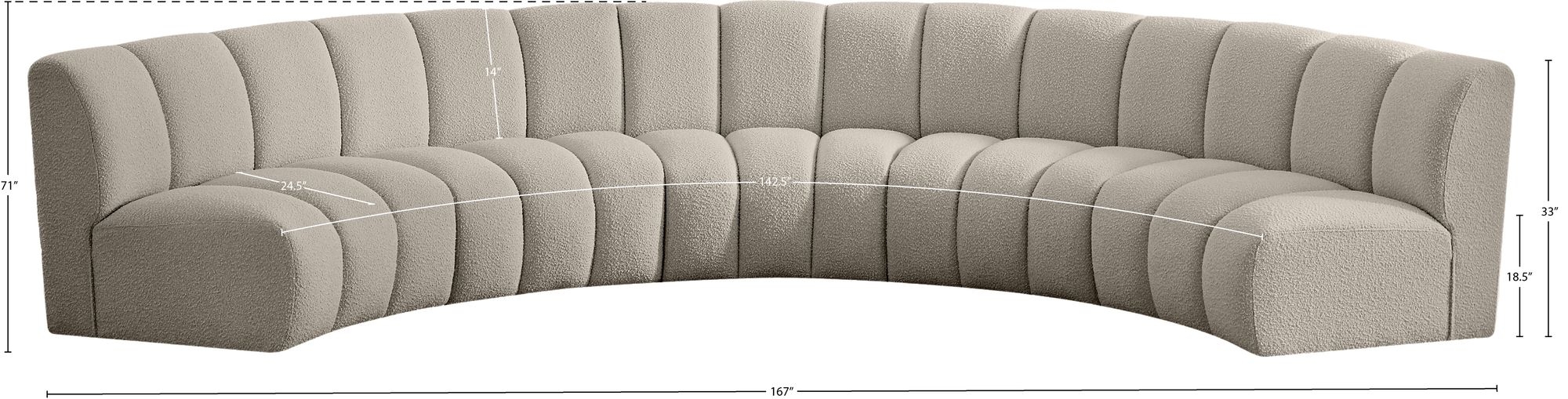 Infinity 167" 5-Piece Boucle Fabric Sectional Sofa