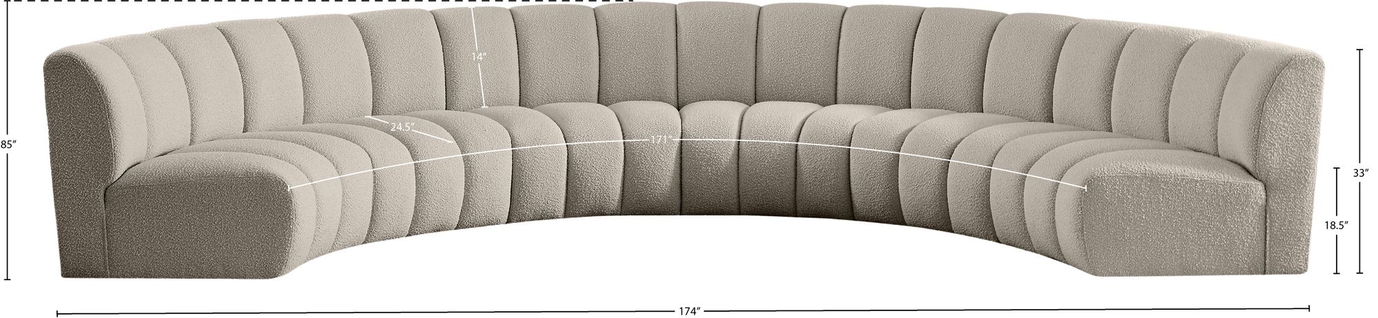 Infinity 174" 6-Piece Boucle Fabric Sectional