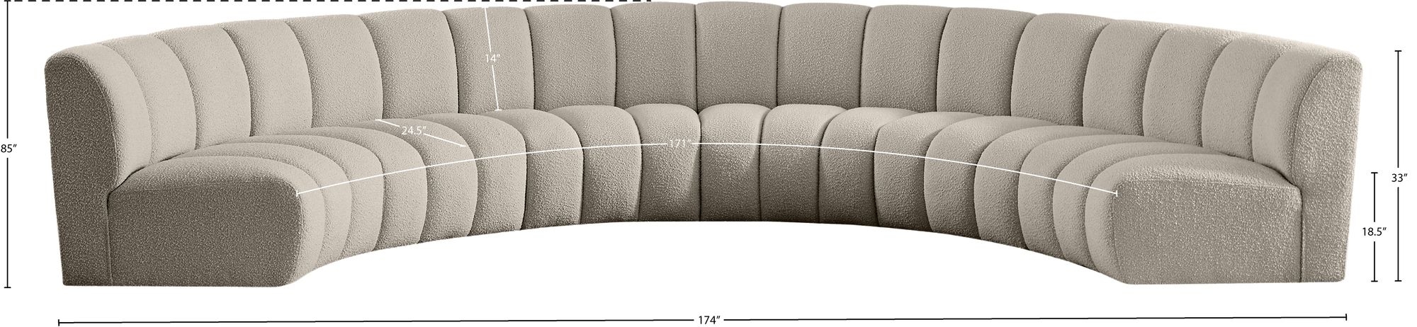 Infinity 174" 6-Piece Boucle Fabric Sectional Sofa