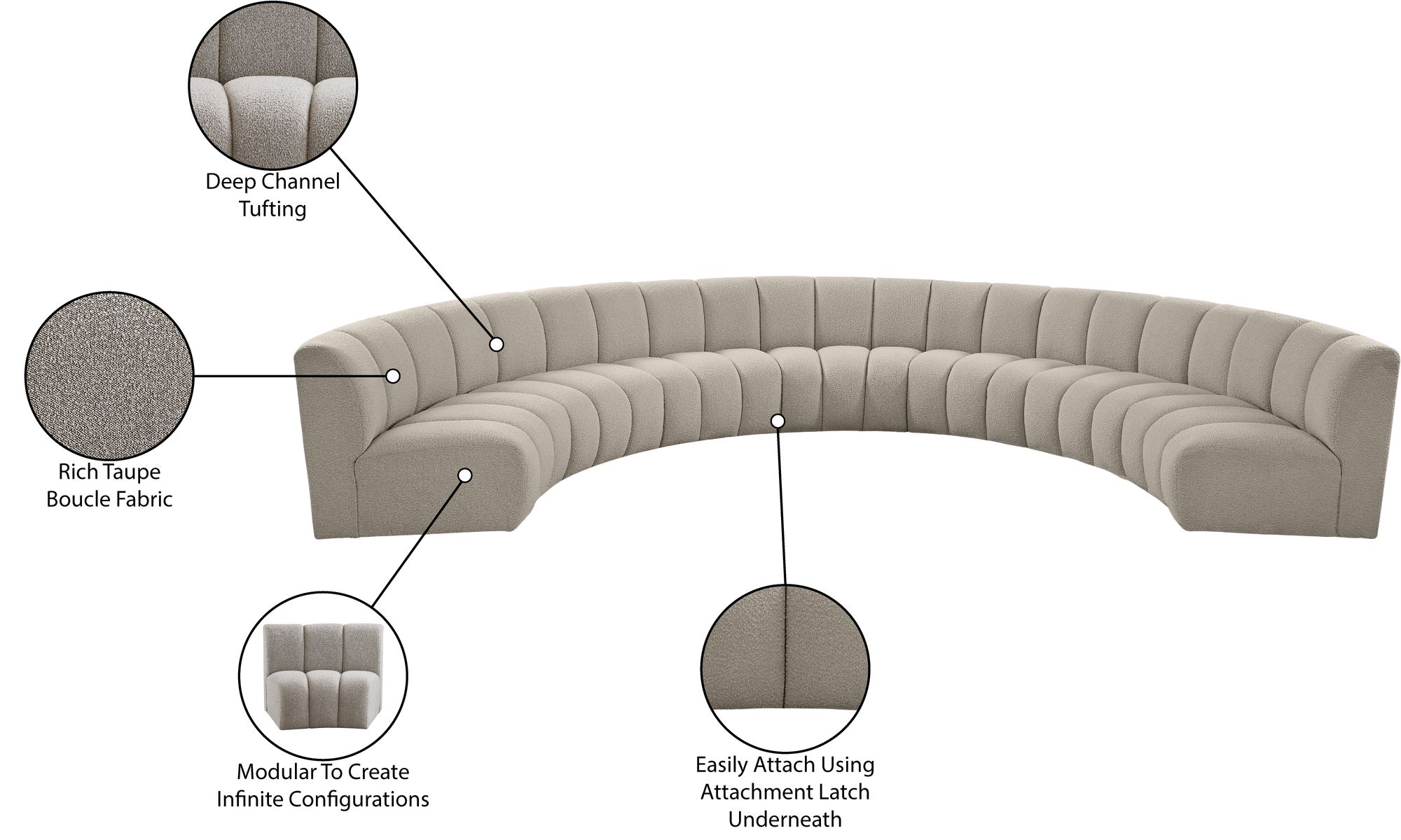 Infinity 183" 7-Piece Boucle Fabric Sectional