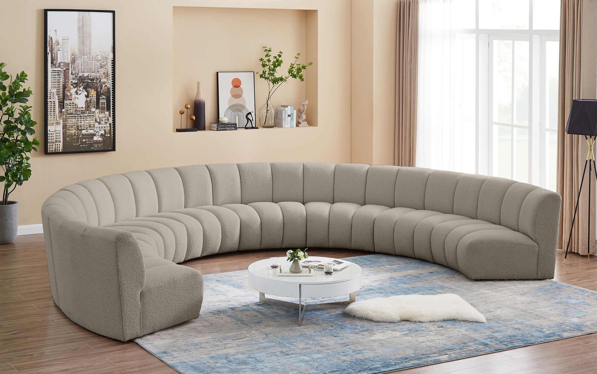 Infinity 183" 8-Piece Boucle Fabric Sectional
