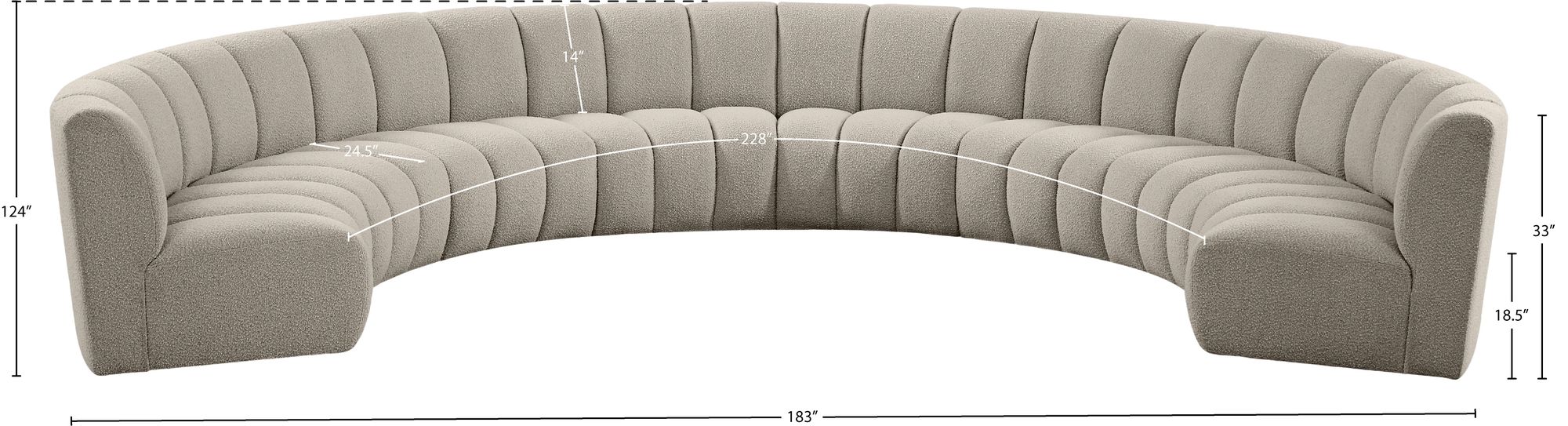 Infinity 183" 8-Piece Boucle Fabric Sectional