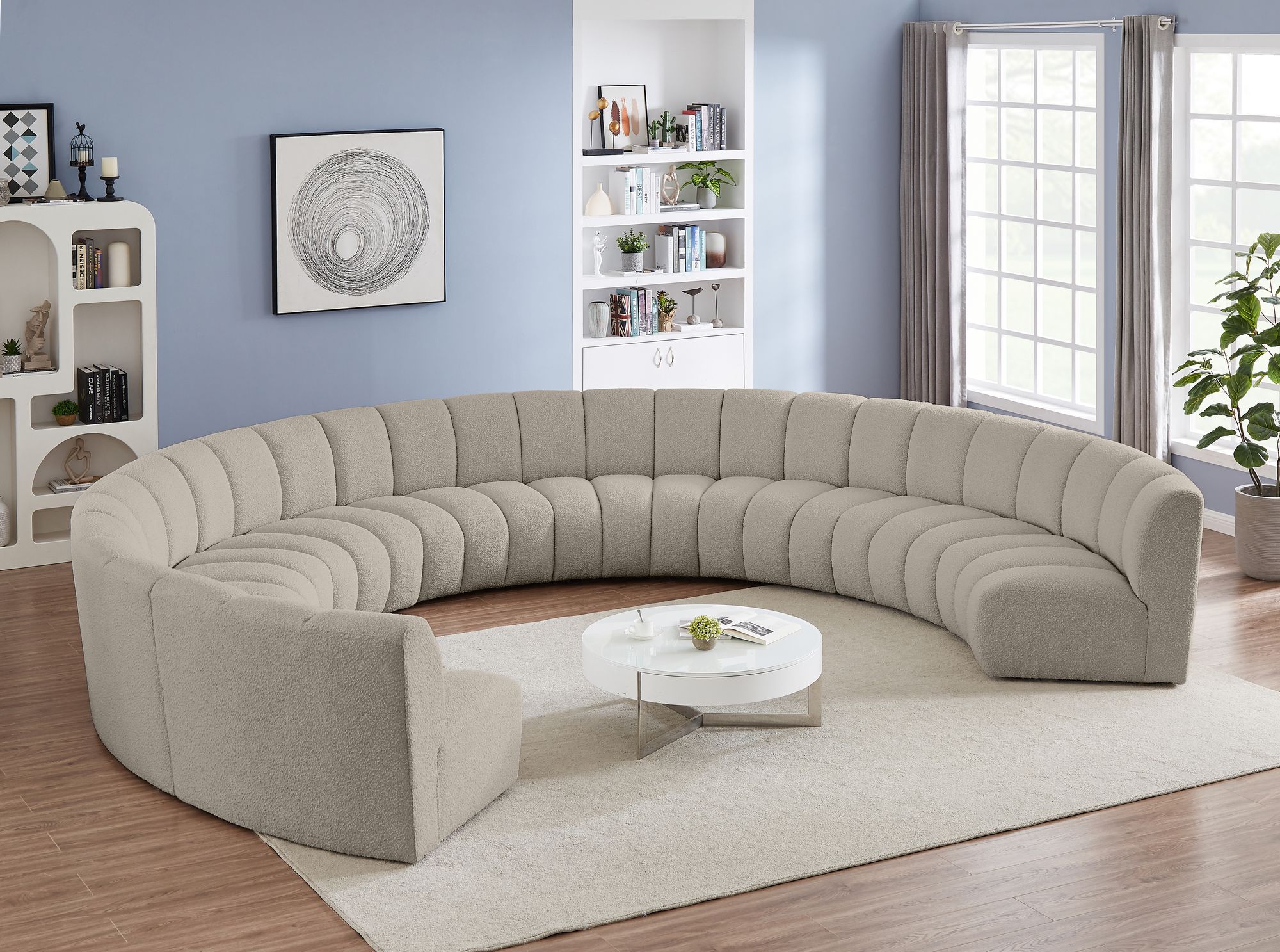 Infinity 183" 9-Piece Boucle Fabric Sectional