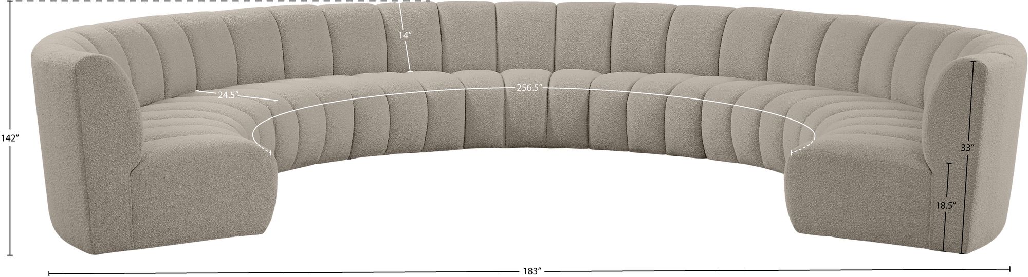 Infinity 183" 9-Piece Boucle Fabric Sectional