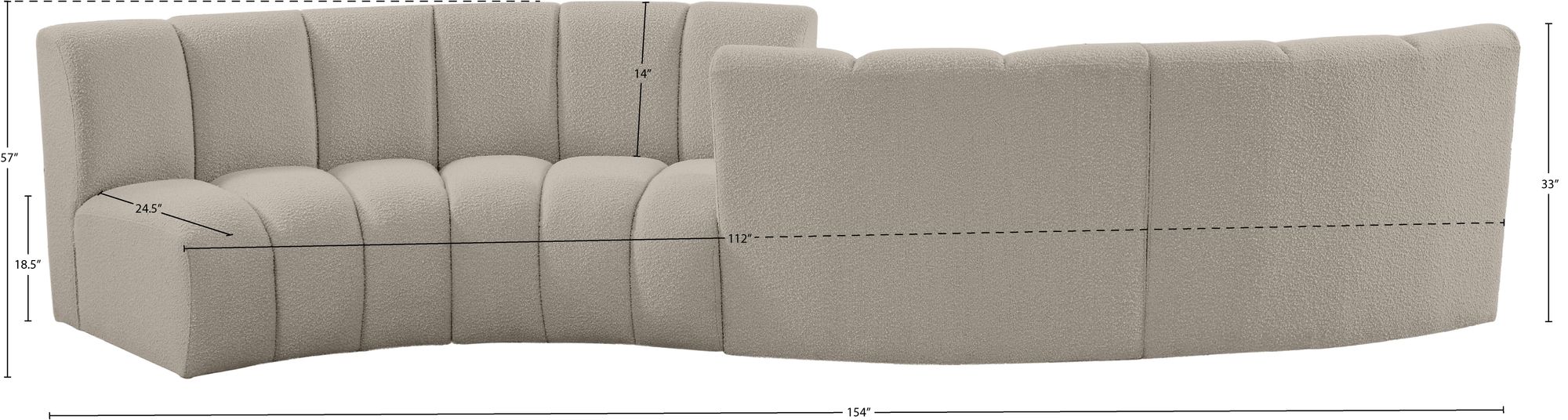 Infinity 154" 4-Piece Boucle Fabric Sectional