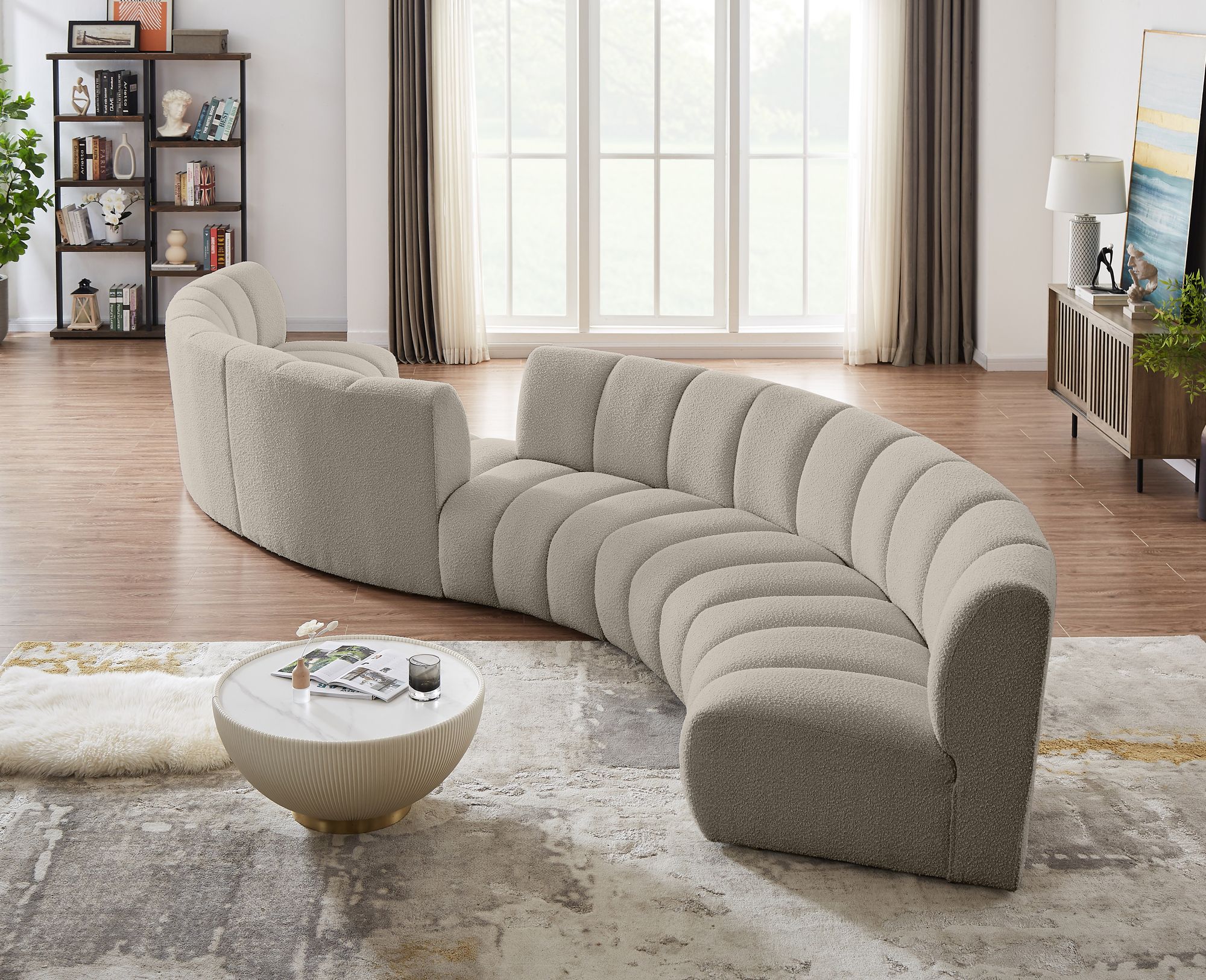 Infinity 217" 6-Piece Boucle Fabric Sectional