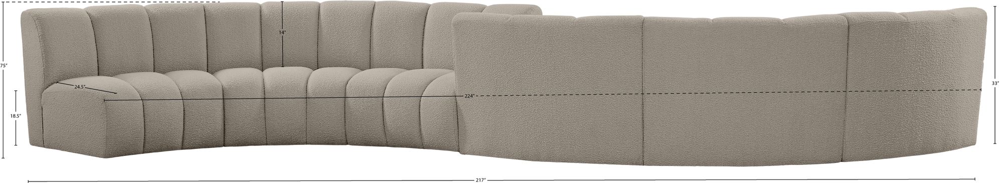 Infinity 217" 6-Piece Boucle Fabric Sectional