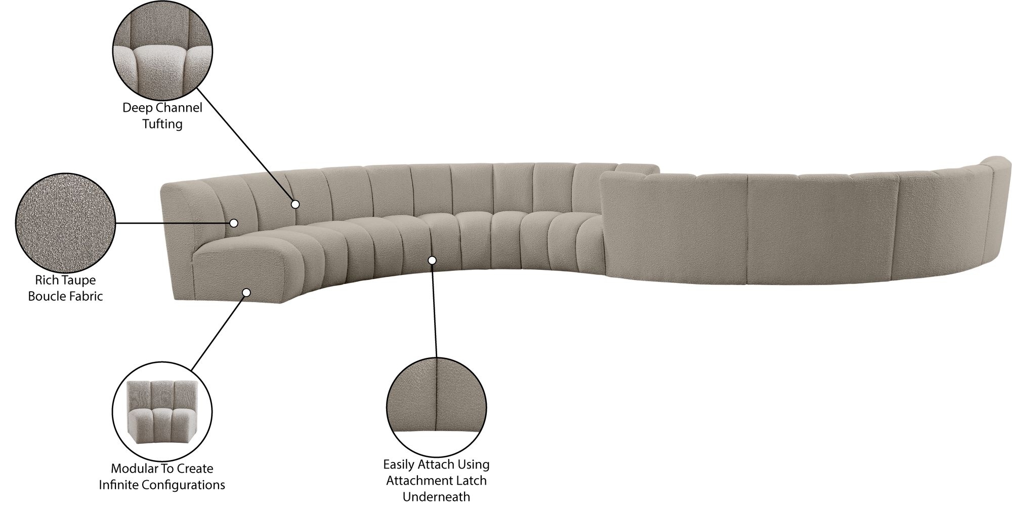 Infinity 268" 8-Piece Boucle Fabric Sectional Sofa