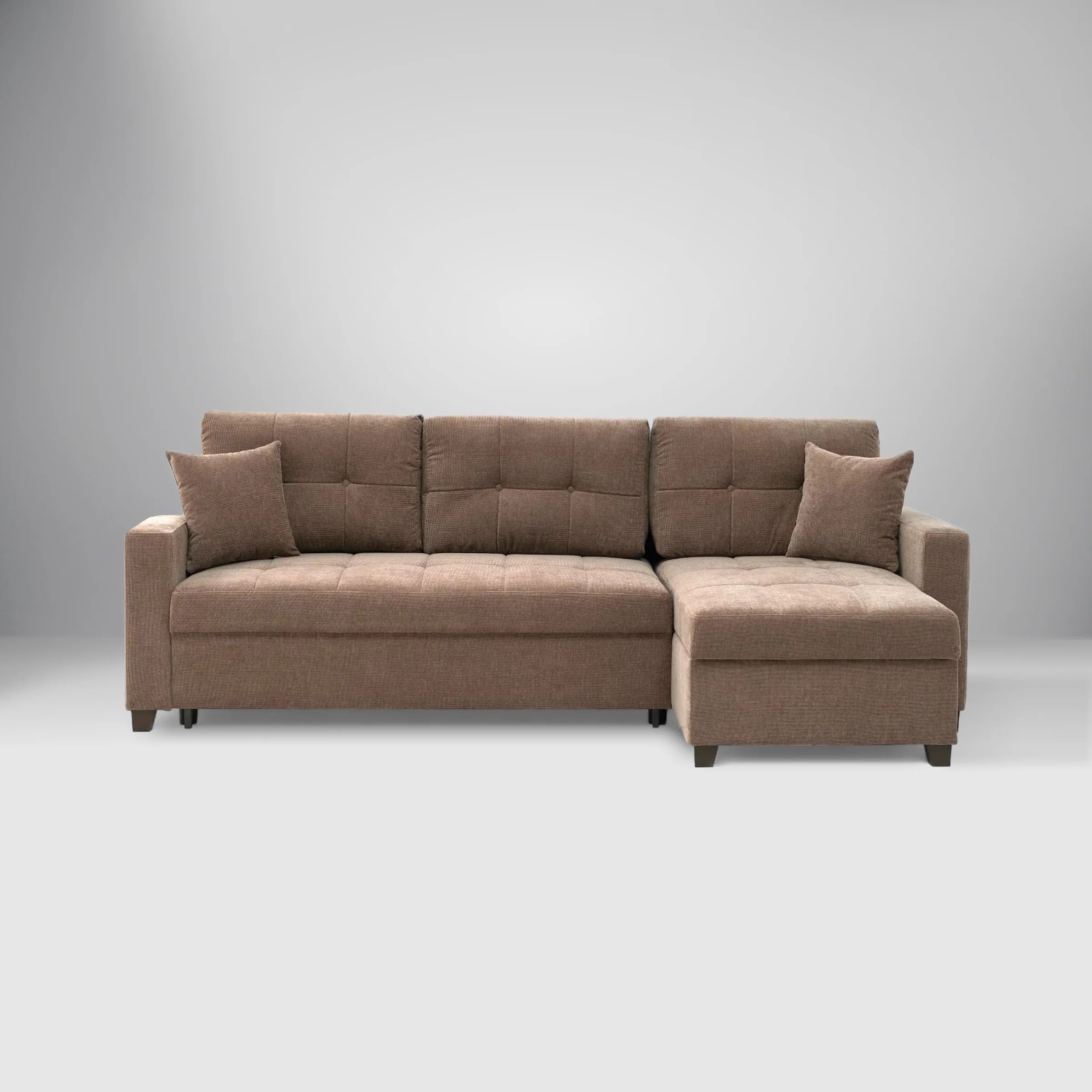IVY 102" Fabric Reversible Chase Queen Sleeper Sectional Sofa