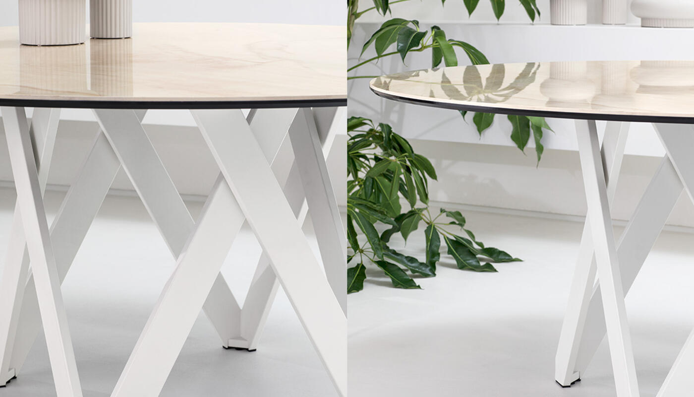 Cartesio W62.9-inch Ceramic/Metal/Wood Customizable Round Dining Table