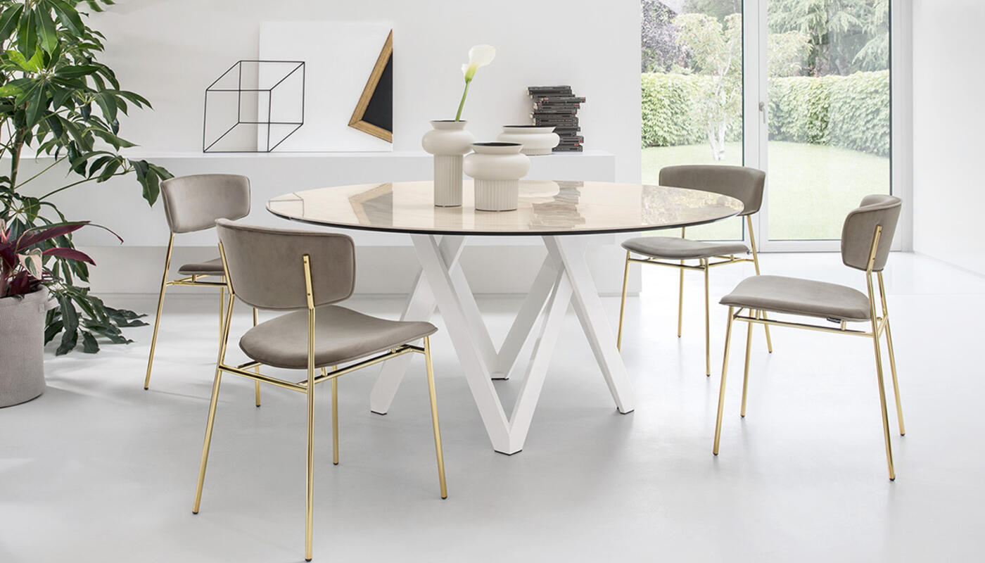 Fifties Venice Fabric/Metal Dining Chair