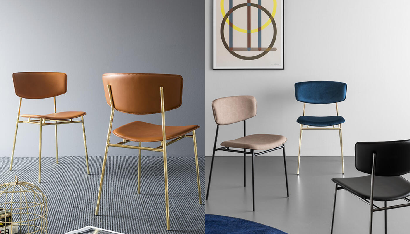 Fifties Venice Fabric/Metal Dining Chair