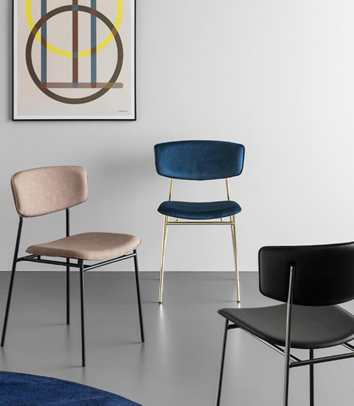 Fifties Fabric/Metal Customizable Upholstered Dining Chair
