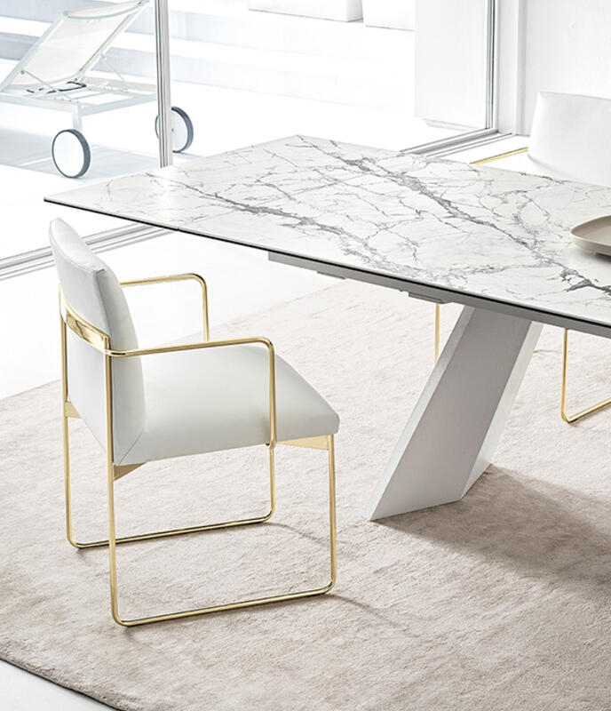 Gala Fabric/Metal Customizable Plush Seat Dining Armchair