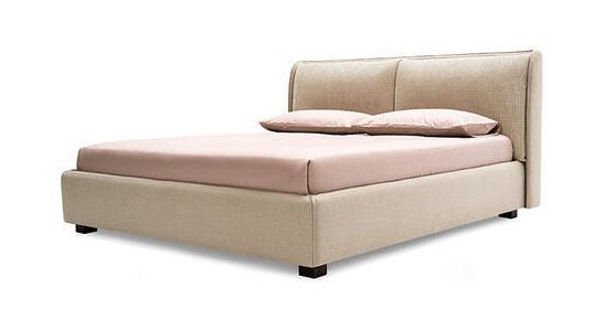 Dolly Voss/Boucle Fabric/Wood Platform Bed, Queen Size