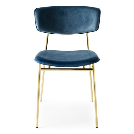 Fifties Fabric/Metal Customizable Upholstered Dining Chair