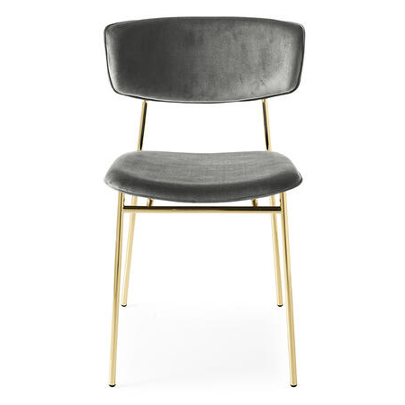 Fifties Fabric/Metal Customizable Upholstered Dining Chair