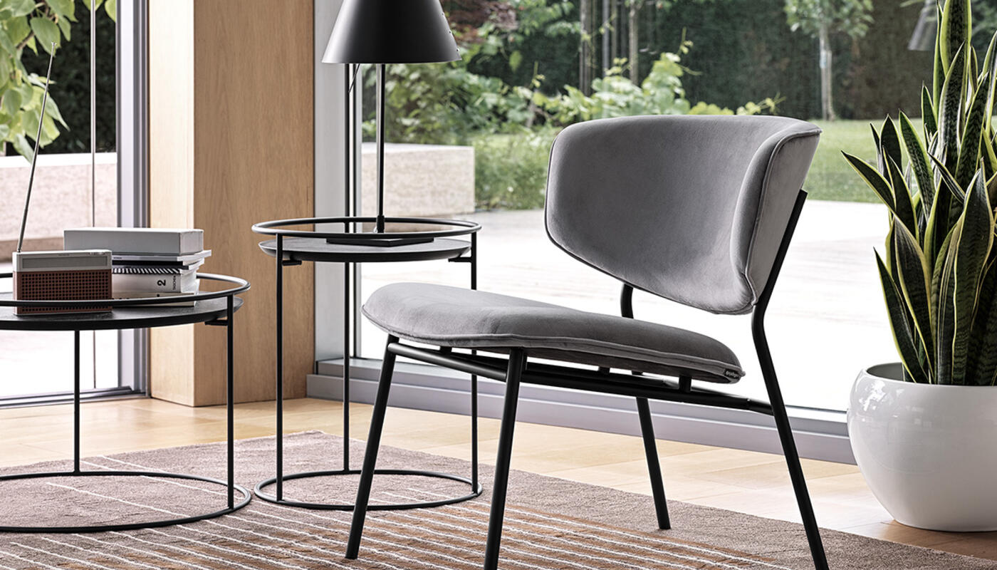 Fifties Fabric/Metal Customizable Upholstered Lounge Chair