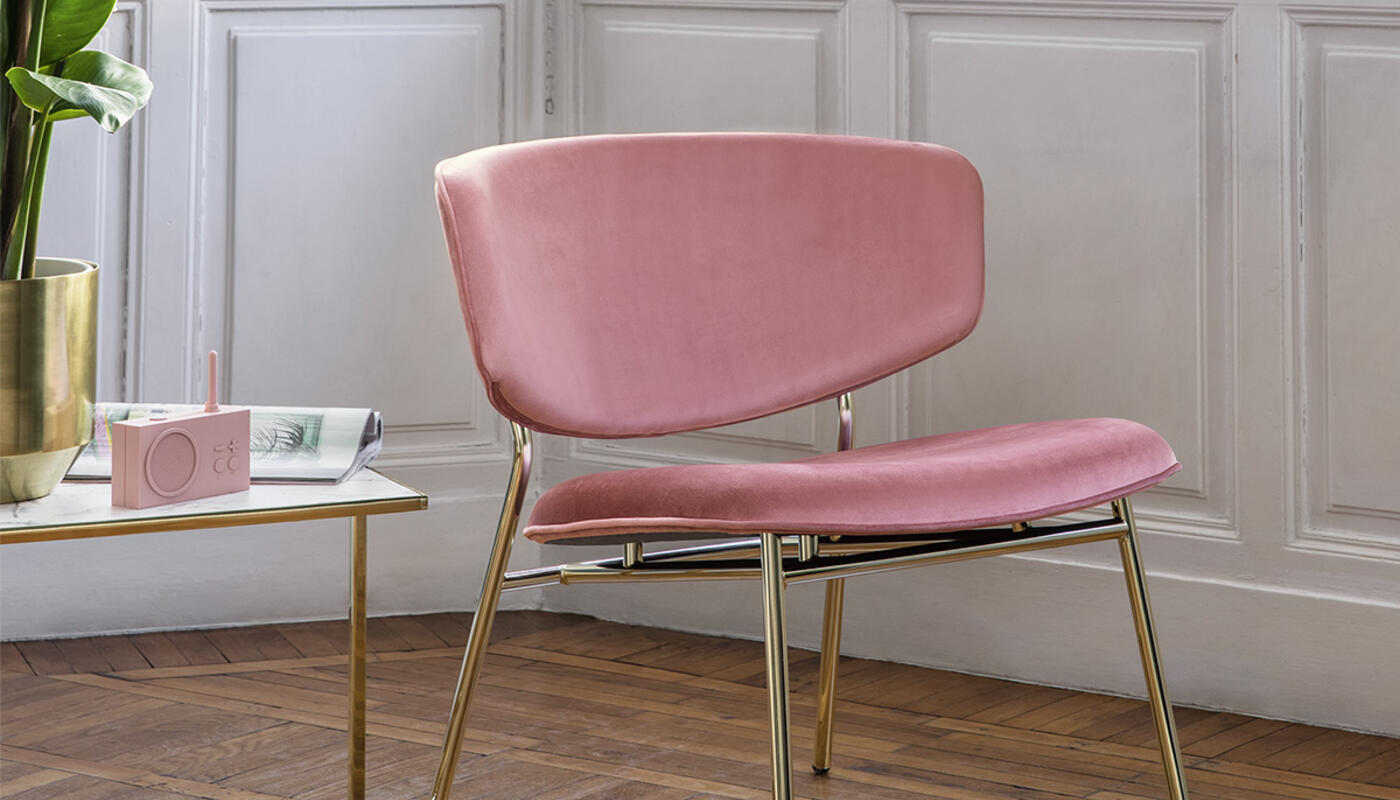 Fifties Fabric/Metal Customizable Upholstered Lounge Chair