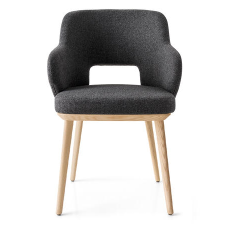 Foyer Fabric/Wood Customizable Upholstered Open-Back Dining Armchair