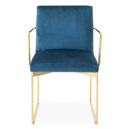 Gala Fabric/Metal Customizable Plush Seat Dining Armchair