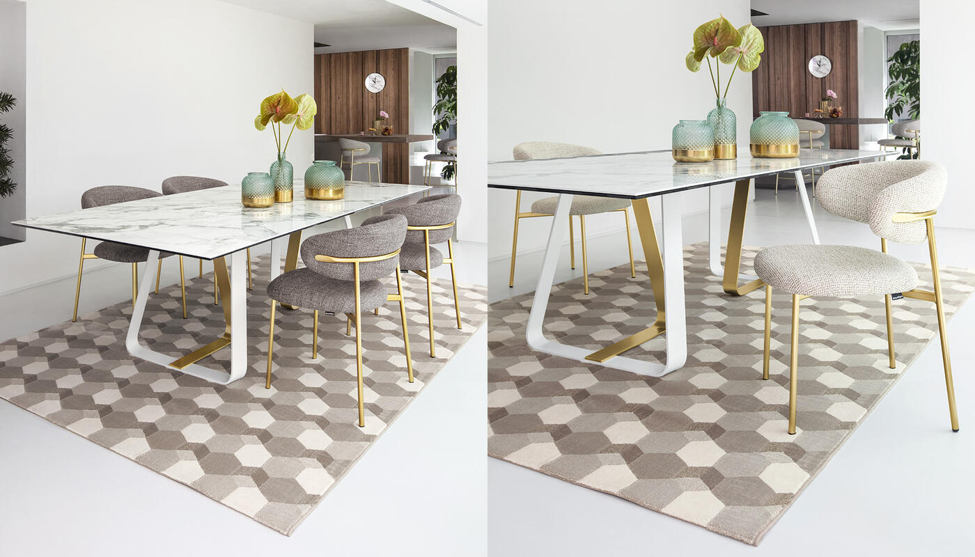 Oleandro Boucle Fabric/Metal Dining Chair