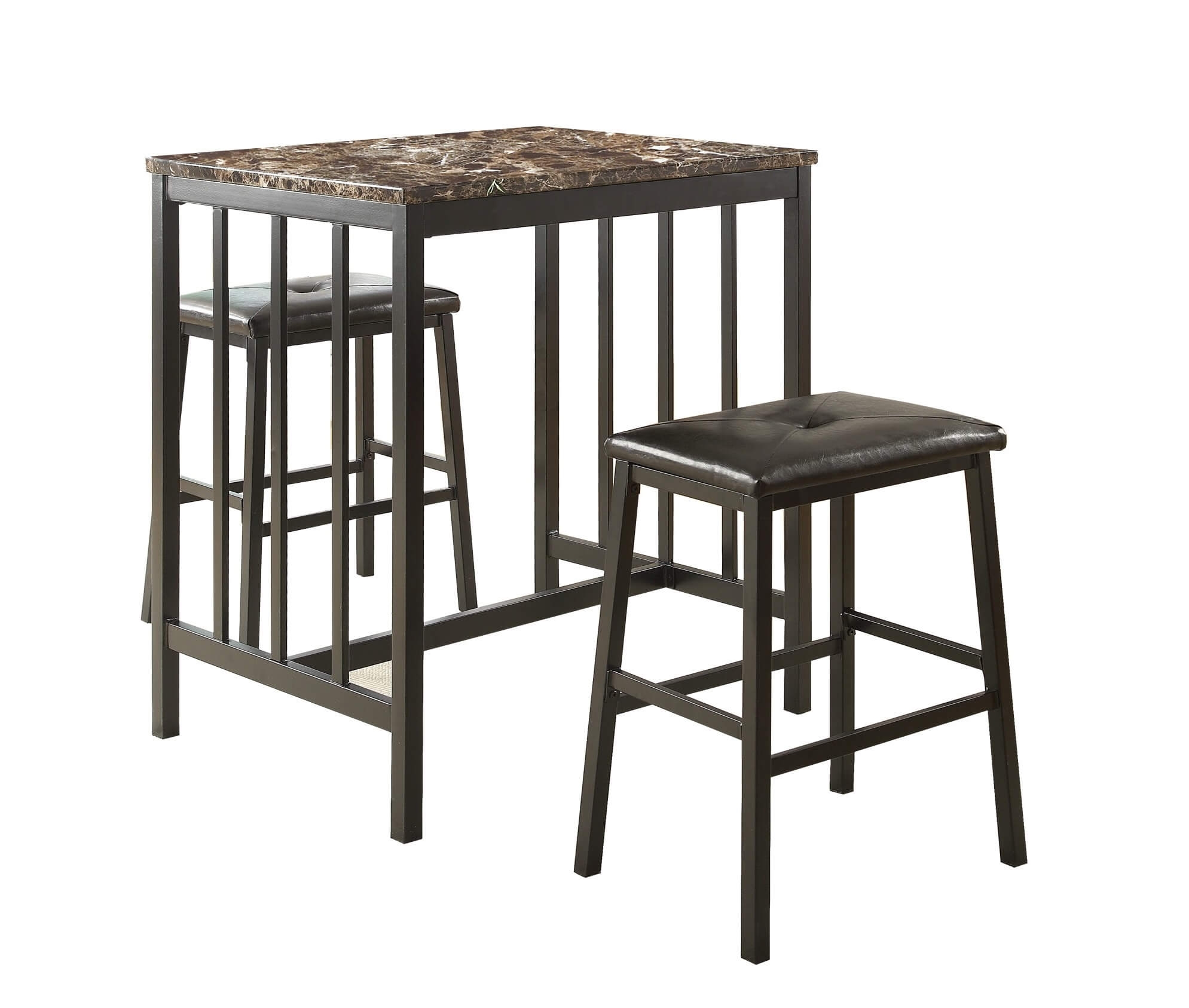 Edgar Industrial Counter Dining Room Set (Table + 2 Chairs)