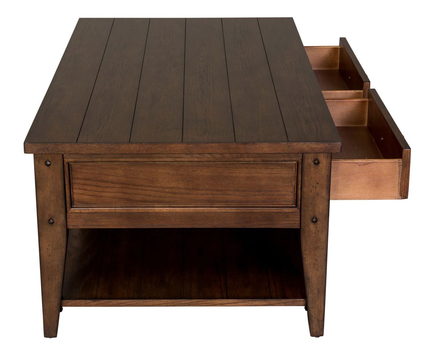 Lake House Rectangular Wood Cocktail Table w/2 Drawers