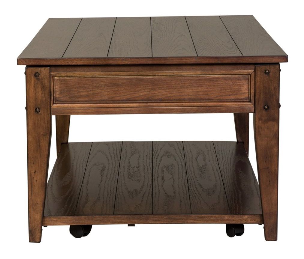 Lake House Rectangular Wood Lift Top Cocktail Table w/Casters