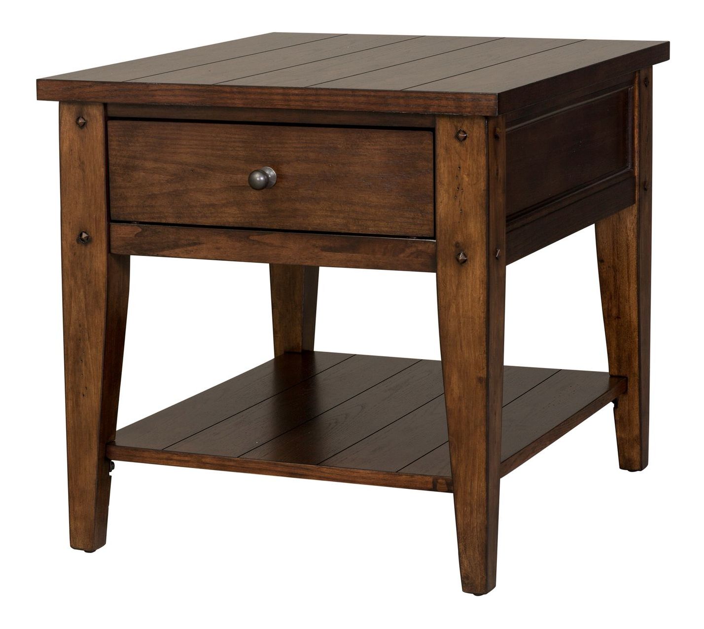 Lake House Rectangular Wood End Table w/Drawer