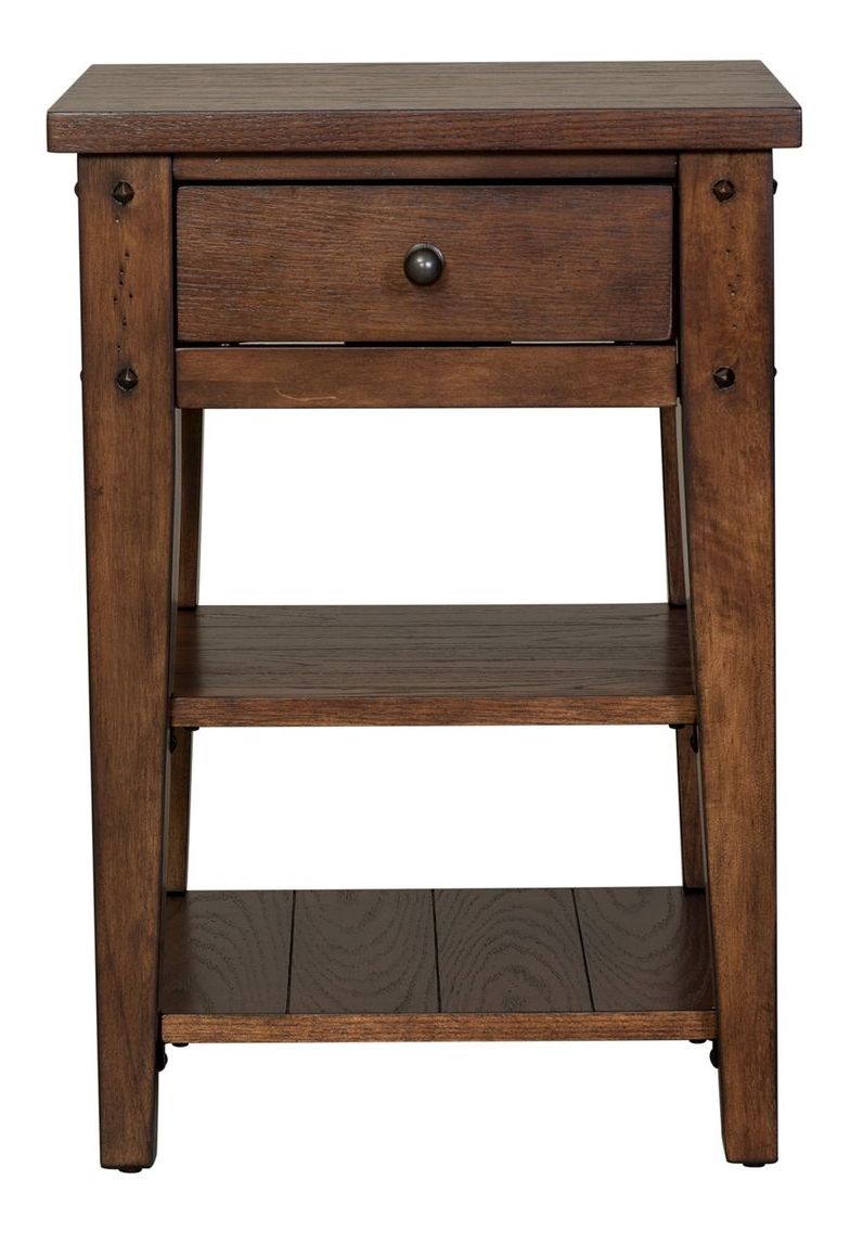Lake House Square Wood Chair Side Table w/Drawer