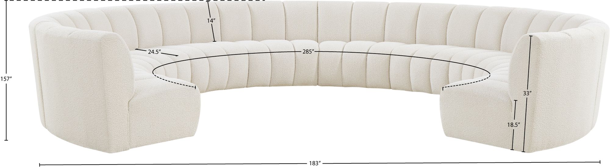 Infinity 183" 10-Piece Boucle Fabric Sectional